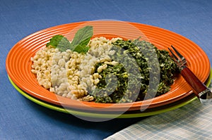 Healthy Plate, Barley and Collard Greens