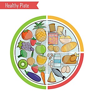 Healthy plate nutrition balance illustration