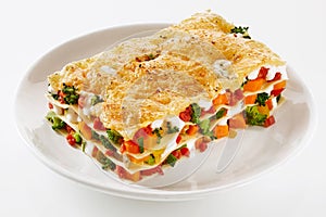 Healthy portion of fresh vegetable lasagne