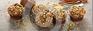 Healthy pumpkin muffins with seeds