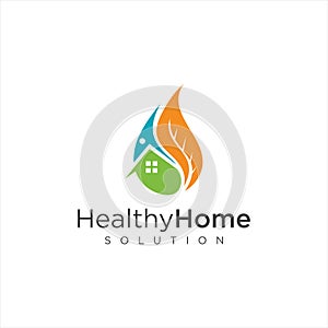 Healthy Real Estate Logo . Healthy Home Logo Template Vector Stock Vector . Home leaf logo concept Vector . Nature home logo Desig