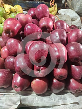 Healthy Red fresh apples in dozens