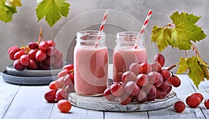 Healthy red grapes fruit smoothies. Generated AI