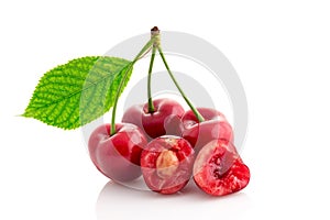 Healthy ripe cherry isolated