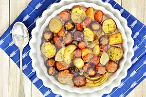 Roasted root vegetables from overhead
