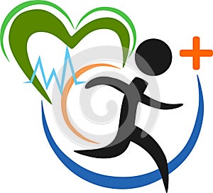 Healthy run illustration and logo