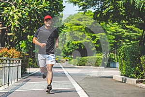 Healthy runner jogging outdoor. Fitness and sport healthy lifestyle concept.