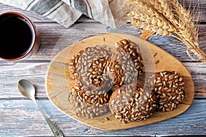 Healthy rye grain cookies with sunflower seeds