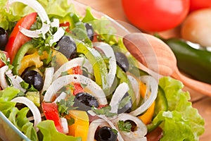 Healthy salad with black olives