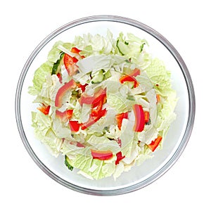 Healthy salad in the bowl isolated on the white