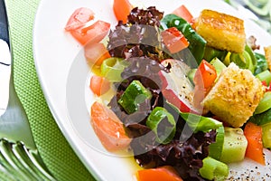 Healthy salad with croutons