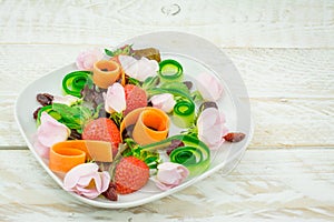 Healthy salad with flowers