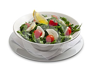 Healthy salad with mozarella chease and tomato photo