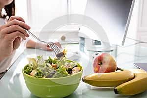 Healthy Salad On Office Desk