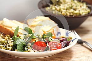 Healthy salad with sprouts