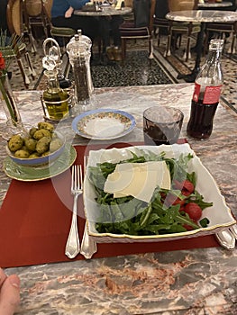 Healthy salad on the table in a cafe