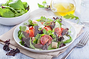 Healthy salad with tomatoes olives and feta cheese