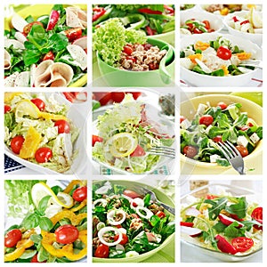 Healthy salads collage