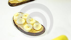 Healthy sandwich with Crunchy Peanut Butter and Banana Slices
