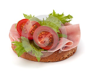 Healthy sandwich with vegetable and smoked ham