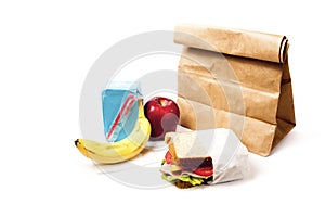 Healthy School Lunch with brown bag photo