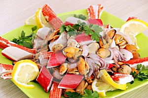 Healthy sea food on plate