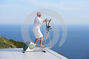 Healthy senior man working out