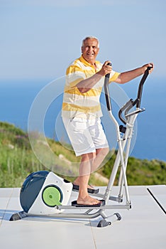 Healthy senior man working out