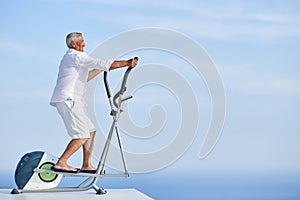 Healthy senior man working out