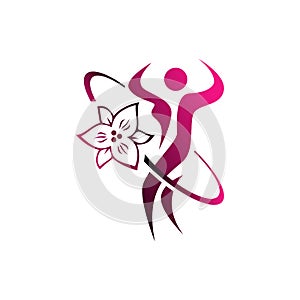 healthy shilhouette woman fitness logo design vector template illustrations