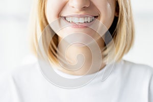 healthy smile dental care woman face white teeth