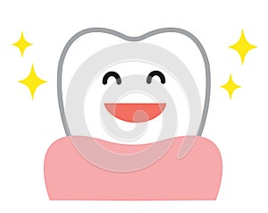 healthy smiling tooth illustration. Cute character. dental health and oral care concept