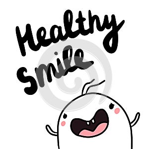 Healthy smily hand drawn illustration with cute marshmallow