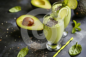 healthy smoothie with avocado and chia seeds the ultimate detox