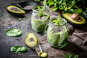 healthy smoothie with avocado and chia seeds the ultimate detox