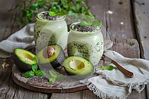 healthy smoothie with avocado and chia seeds the ultimate detox