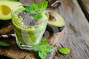 healthy smoothie with avocado and chia seeds the ultimate detox