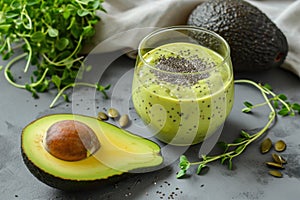 healthy smoothie with avocado and chia seeds the ultimate detox