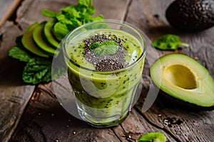 healthy smoothie with avocado and chia seeds the ultimate detox