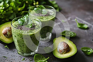 healthy smoothie with avocado and chia seeds the ultimate detox
