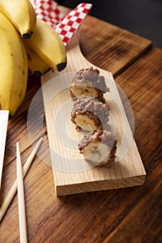 Healthy snack banana sushi with puffed rice