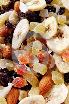 Healthy snack, fruits and nuts