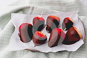 a healthy snack made with chocolate and strawberry