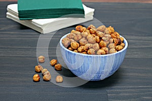 Healthy snack of roasted chick peas