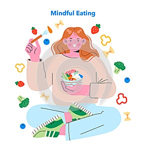 Healthy Snacking. Flat Vector Illustration