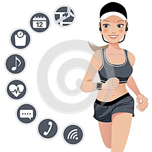 Healthy sport woman with smart watch device