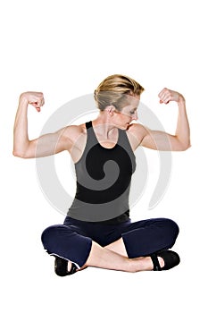 Healthy sporty fit woman isolated