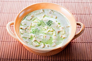 Healthy spring broccoli soup