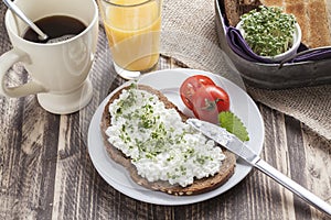 Healthy spring summer low fat breakfast