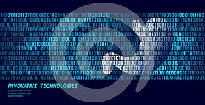 Healthy stomach digestion internal organs. Binary code data flow. Doctor online innovative technology vector